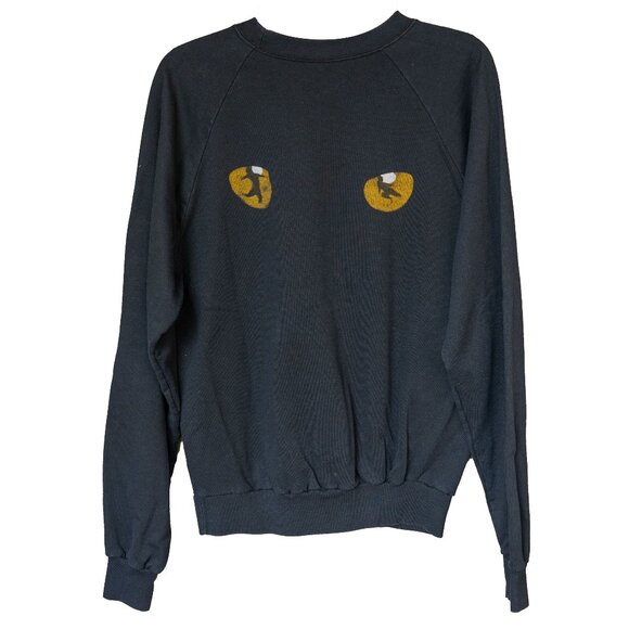 Vintage Tops - Vintage 80s Cats Broadway Tour Sweatshirt Black Goth Crew Tour Long Sleeve Top
